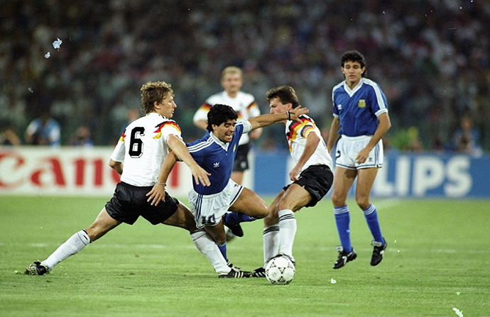 马拉多纳在1990年世界杯决赛上。