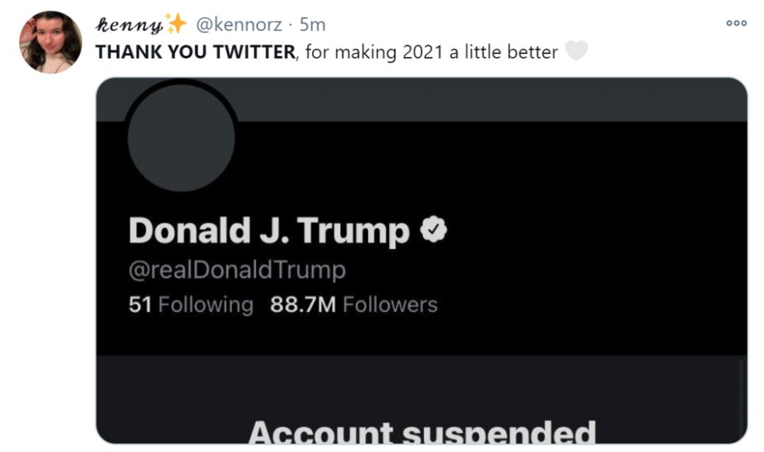 “谢谢你推特，让2021年变得更好一点点。”